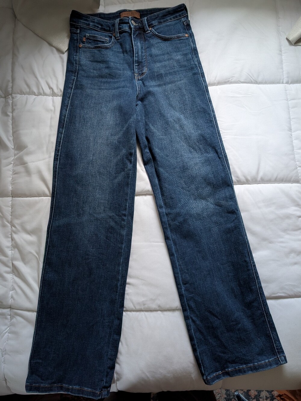 Judy Blue Dark Blue High-Rise Straight Leg Jeans Size 7 / 27 Stretchy Comfy